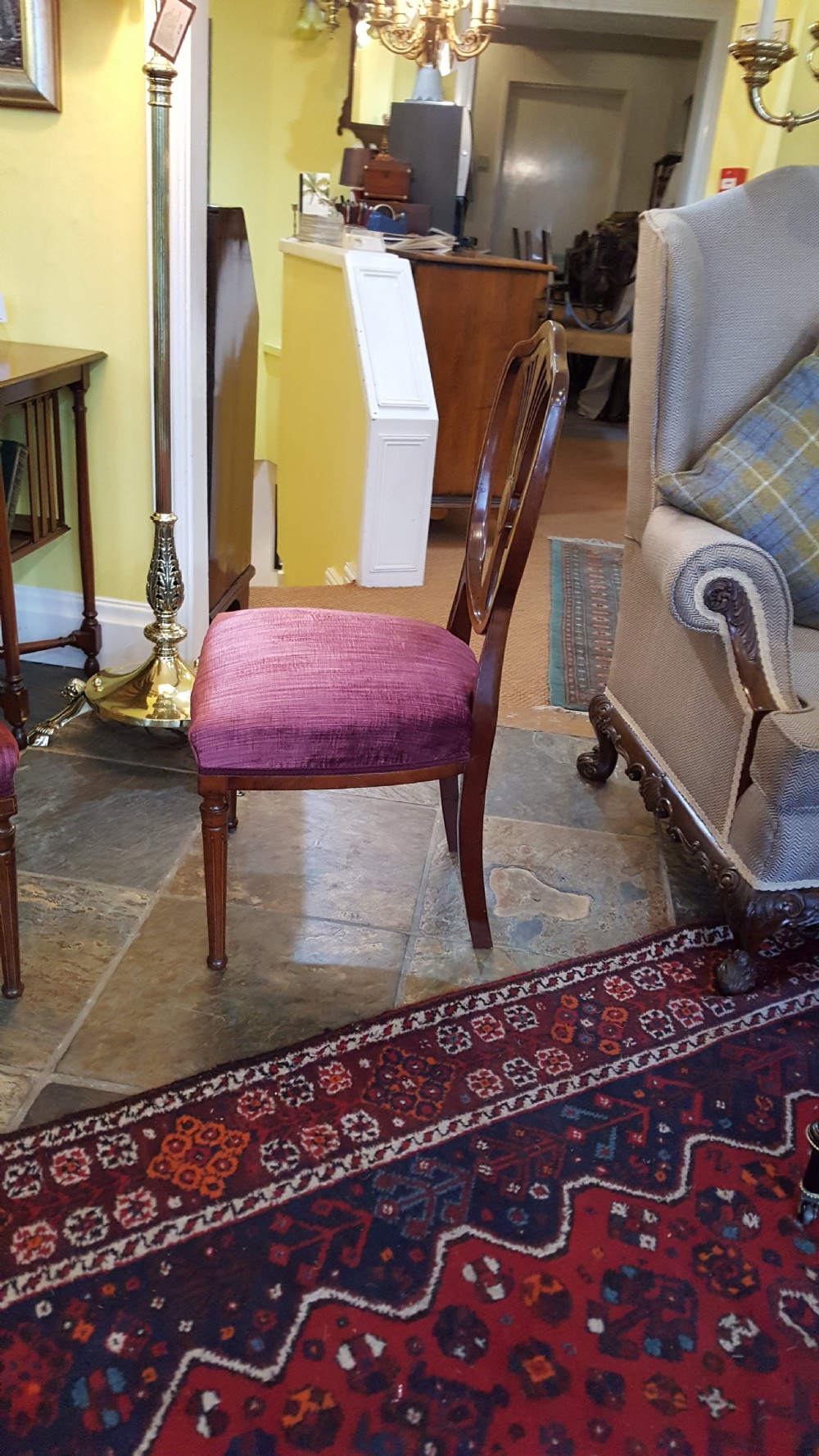 Pair of Edwardian Mahogany and Marquetry Chairs View V