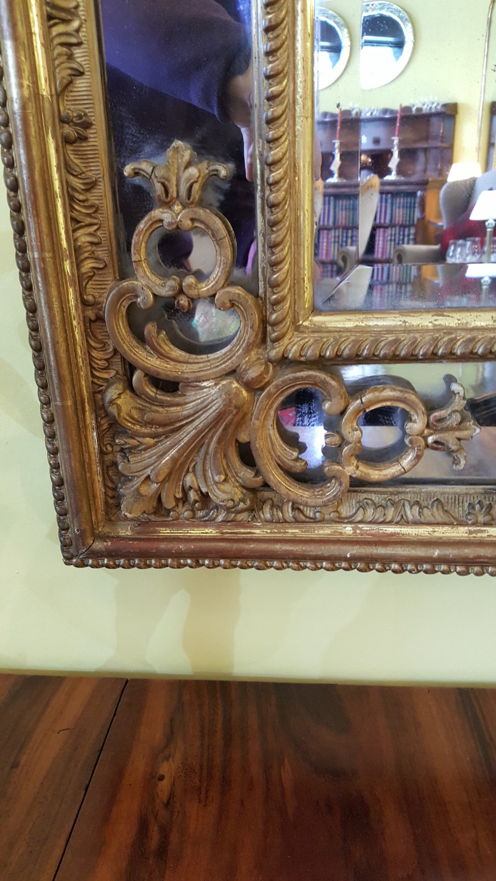 High Victorian Giltwood and Gesso Framed Mirror  View V