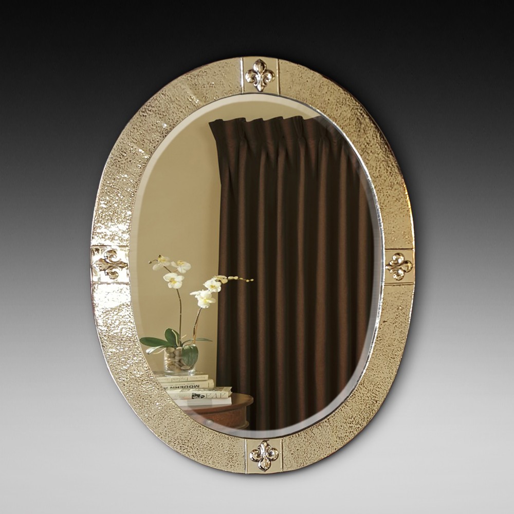 Arts and Crafts Beaten Brass Bevelled Mirror