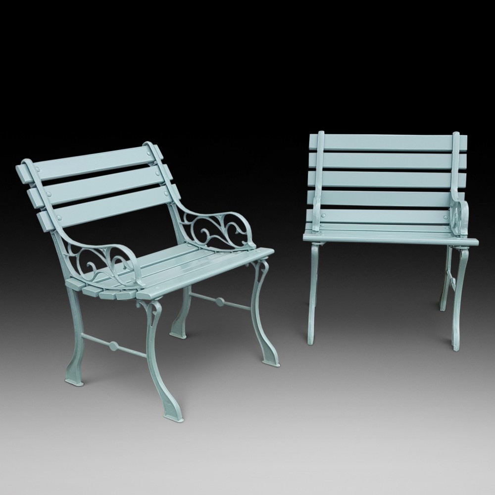 Pair of 1930's Cast Iron Garden Seats