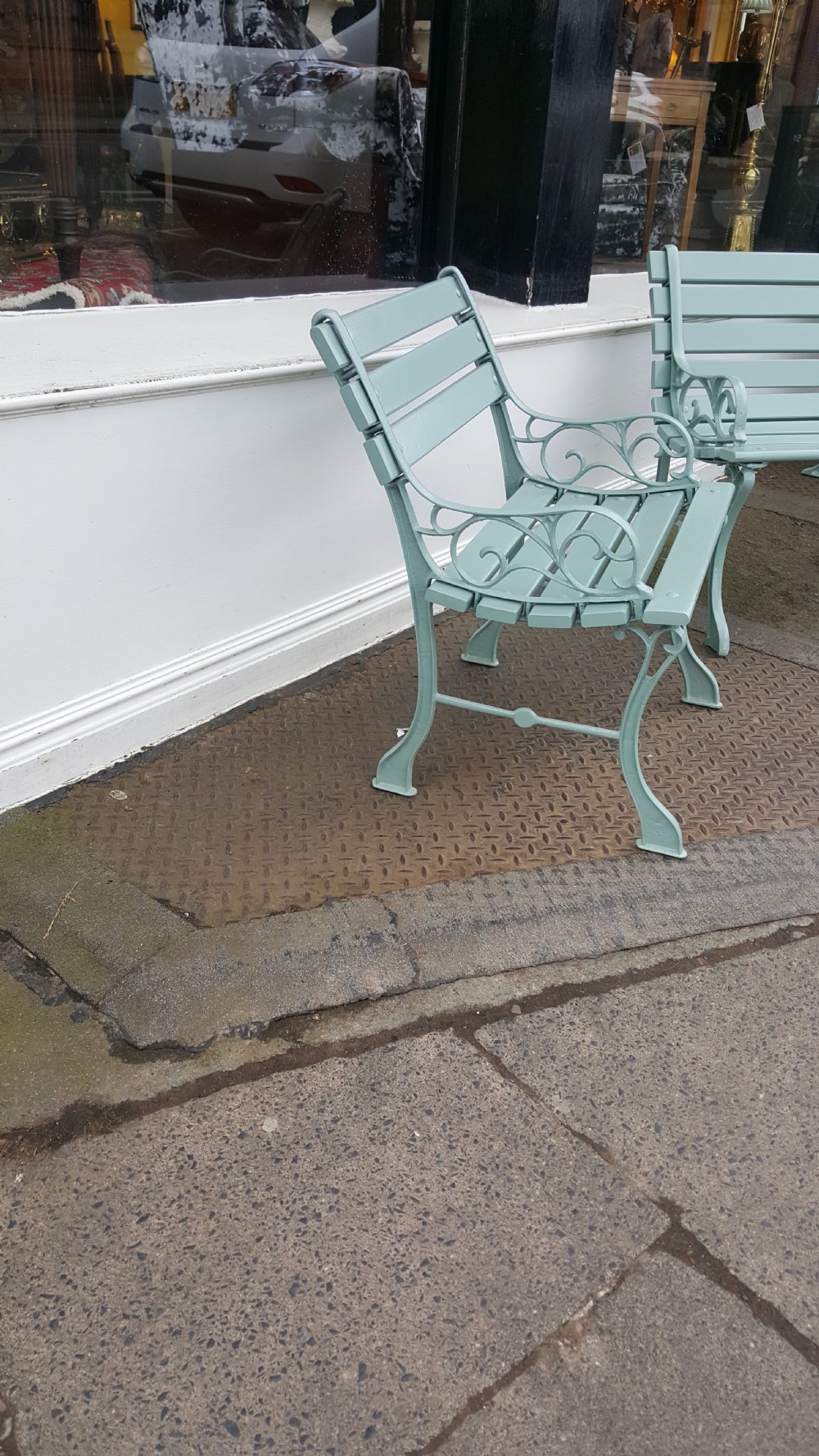 Pair of 1930's Cast Iron Garden Seats View II