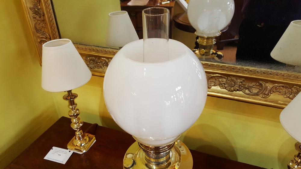 Brass Parafin Lamp - converted to electric View II