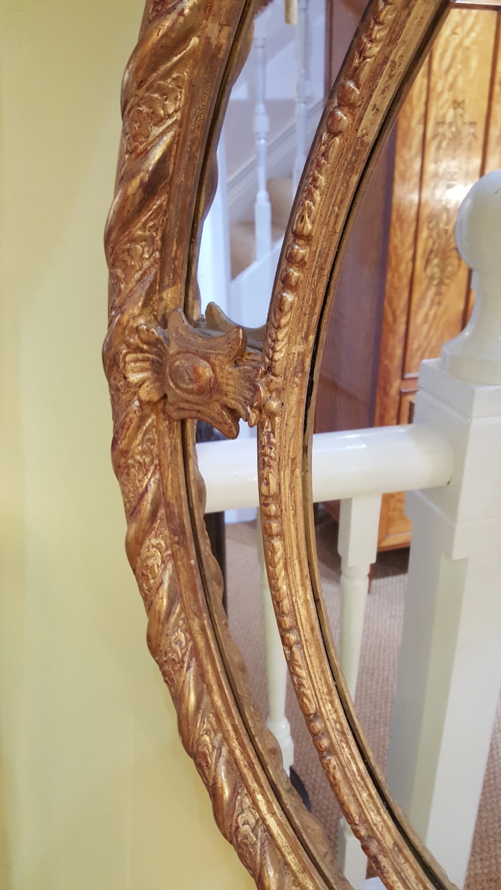 Victorian gilt wood oval wall mirror  View V