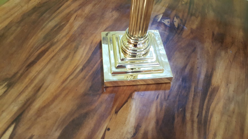 Edwardian Brass Corinthian Column Table Lamp View II