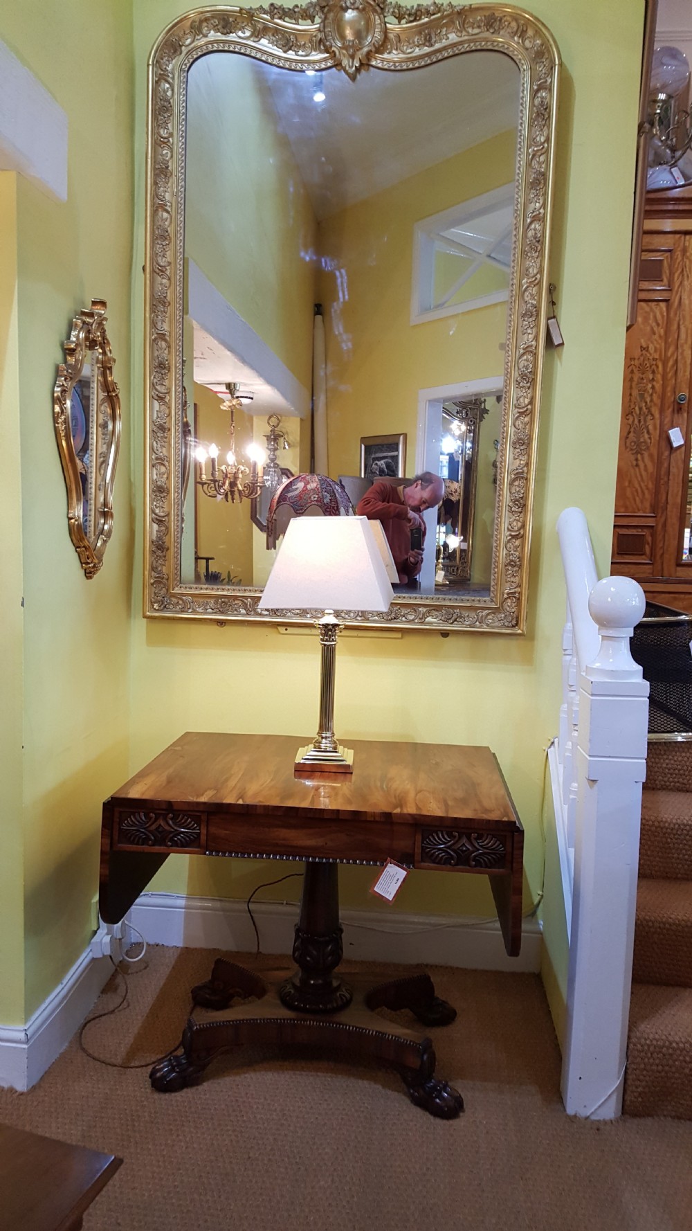 Edwardian Brass Corinthian Column Table Lamp View VI