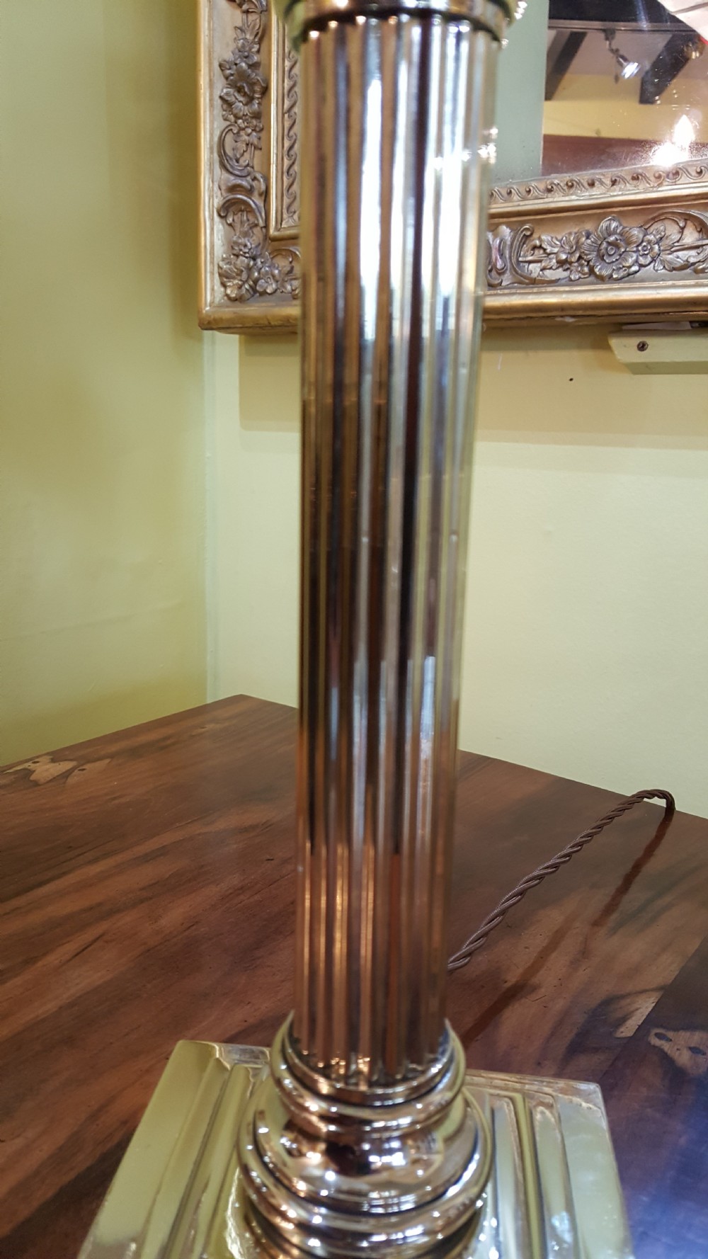 Edwardian Brass Corinthian Column Table Lamp View VII