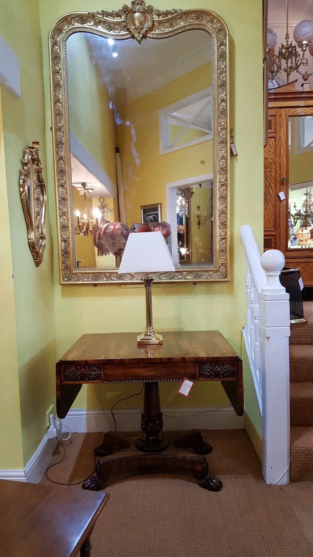 Edwardian Brass Corinthian Column Table Lamp View VIII