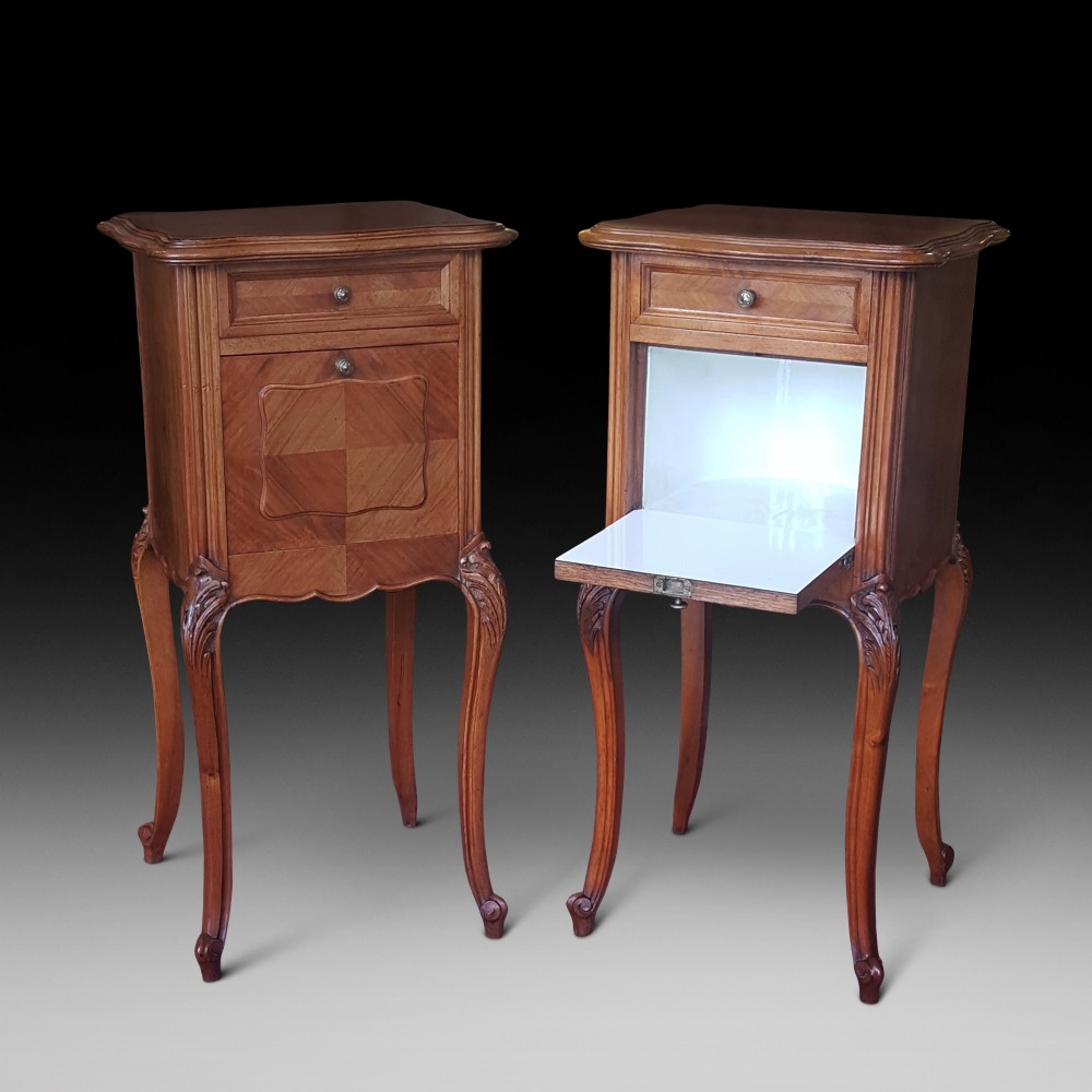 Pair of French Walnut Bedside Cabinets
