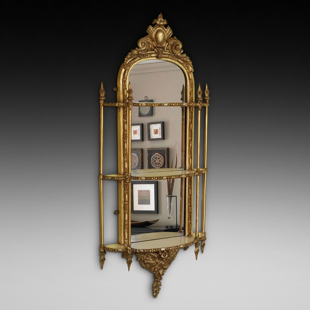 Victorian gilt gesso mirrored shelves