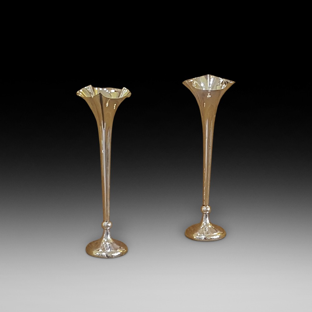 Pair of Edwardian silver bud vases