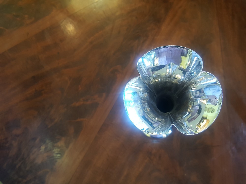 Pair of Edwardian silver bud vases View III