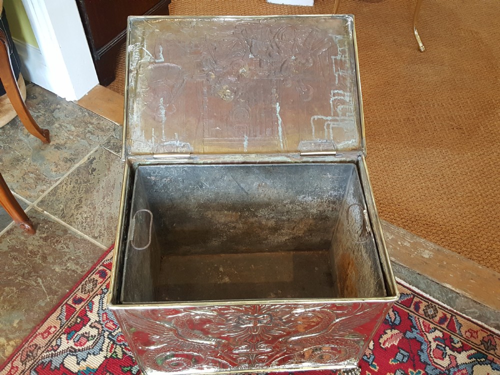 Victorian Pressed Brass Log Bin View III