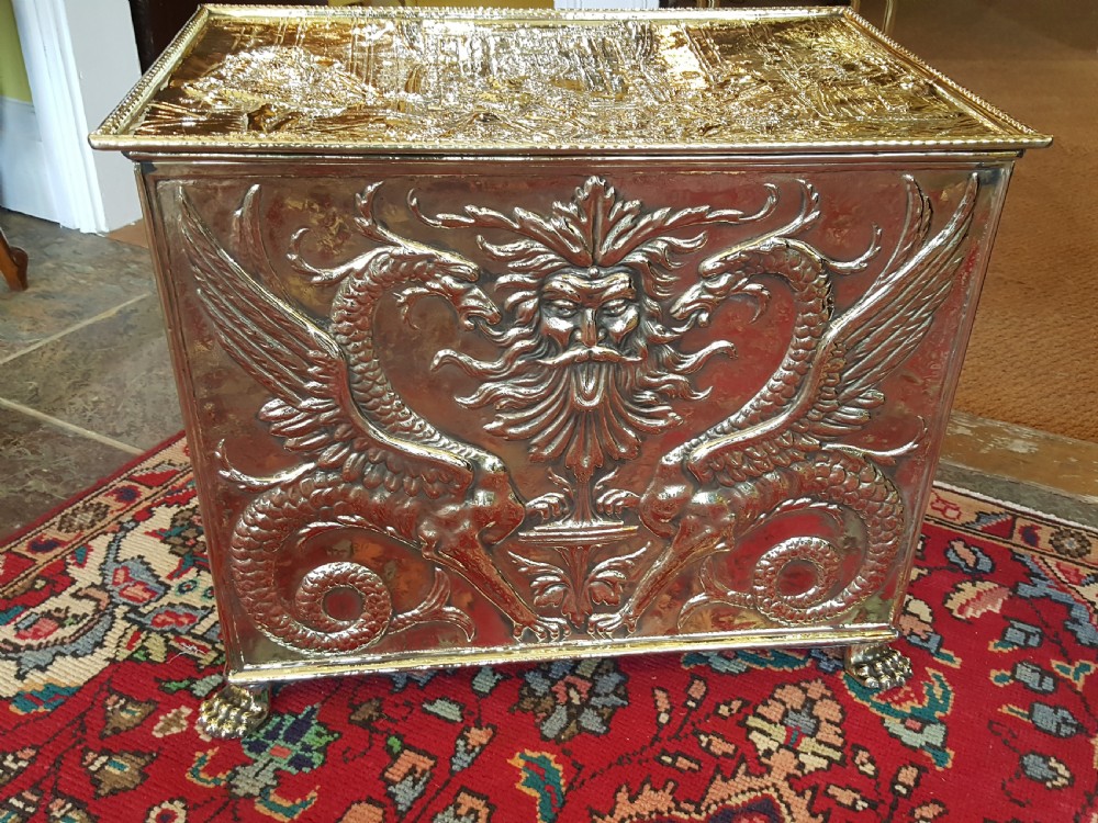 Victorian Pressed Brass Log Bin View IV