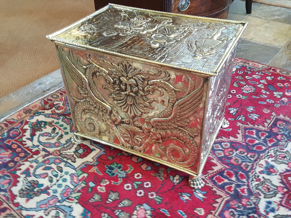 Victorian Pressed Brass Log Bin View VI