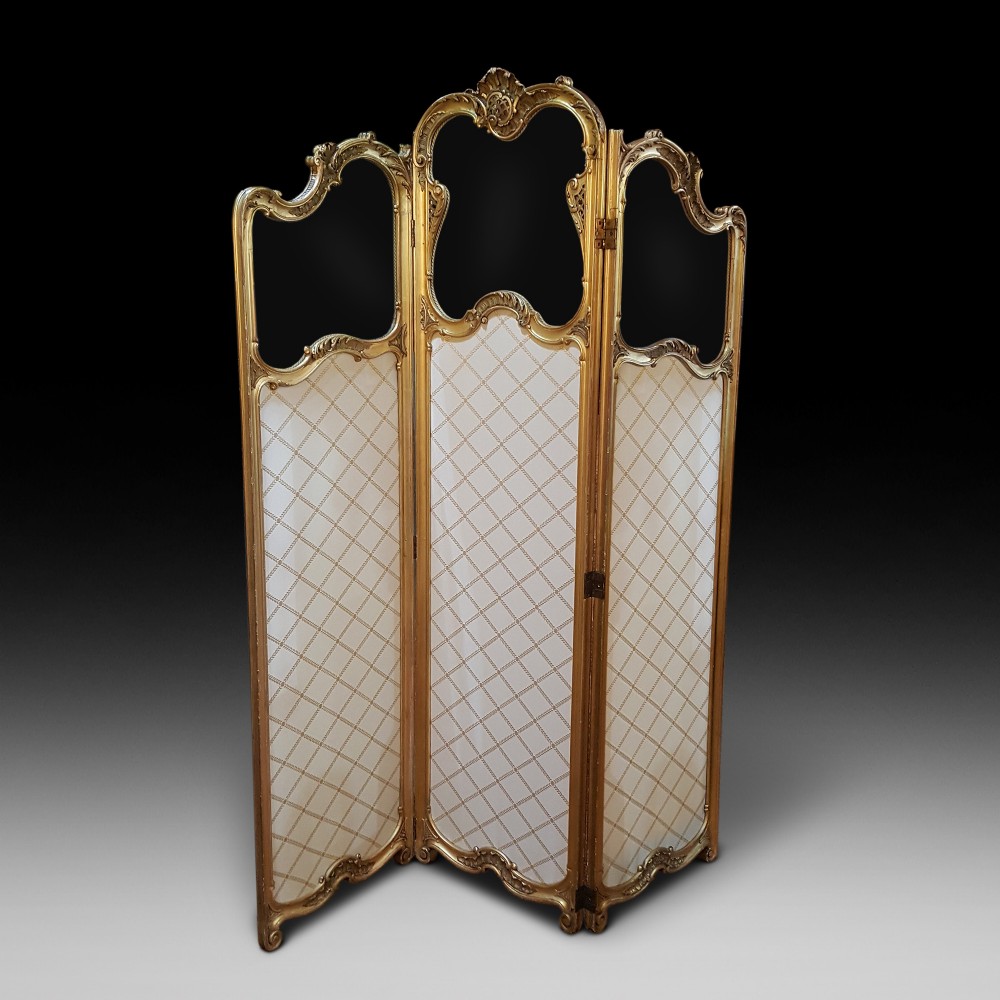 Late19thC giltwood and gesso vanity dressing screen