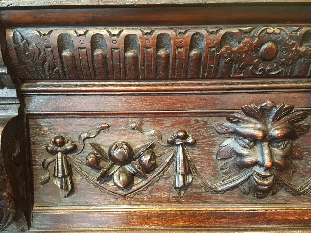 Late19thC Flemish Carved Oak Corner Cabinet View III