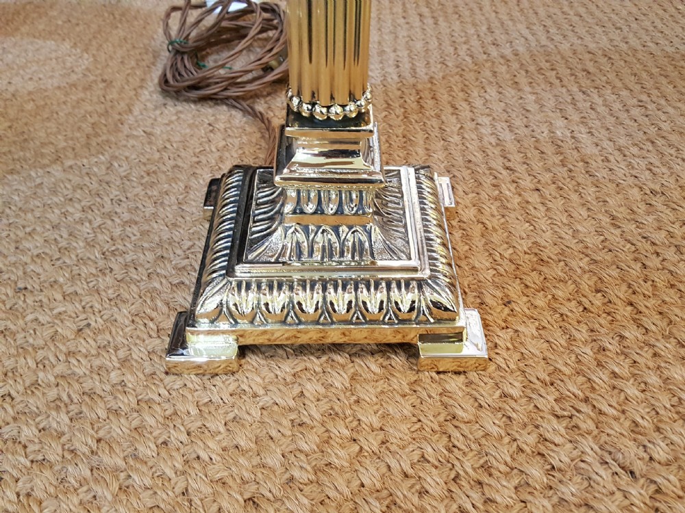 Pair of 1930's Brass Corinthian Column Table Lamp View II