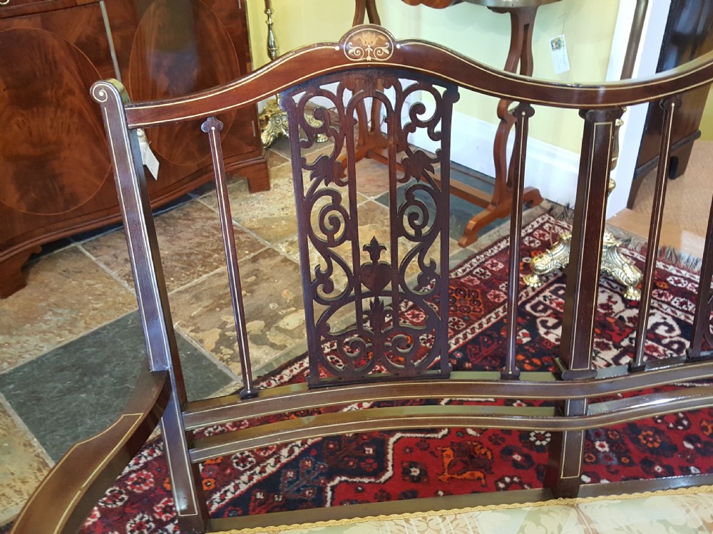 Edwardian Inlaid Mahogany Two Seater Sofa  View II