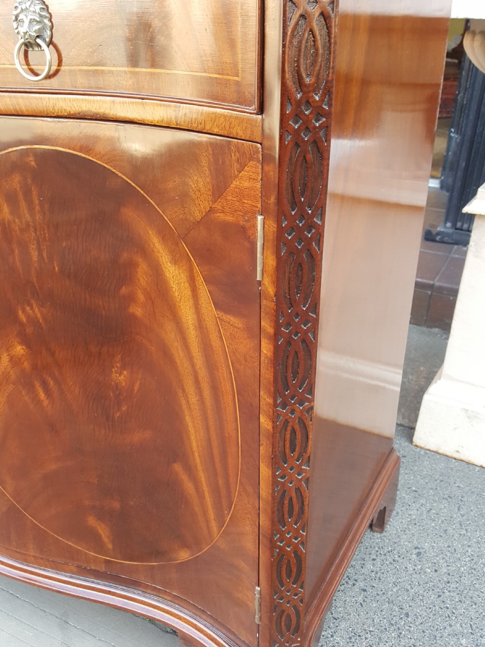 George III style serpentine mahogany drinks cabinet View V