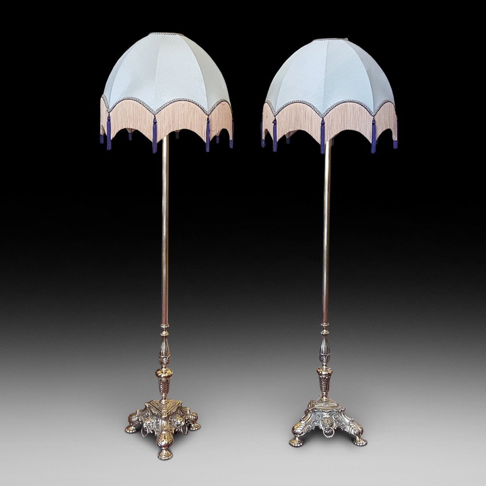 Pair of brass standard lamps