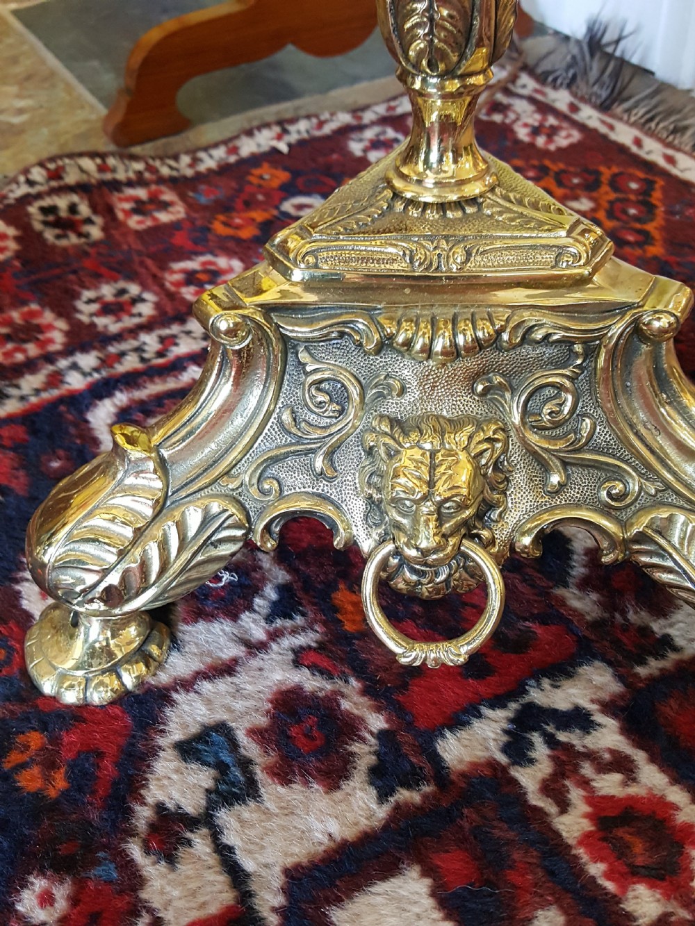 Pair of brass standard lamps View III