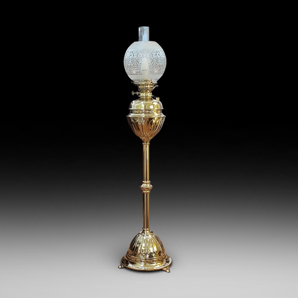 Dutch Pressed Brass Oil Lamp