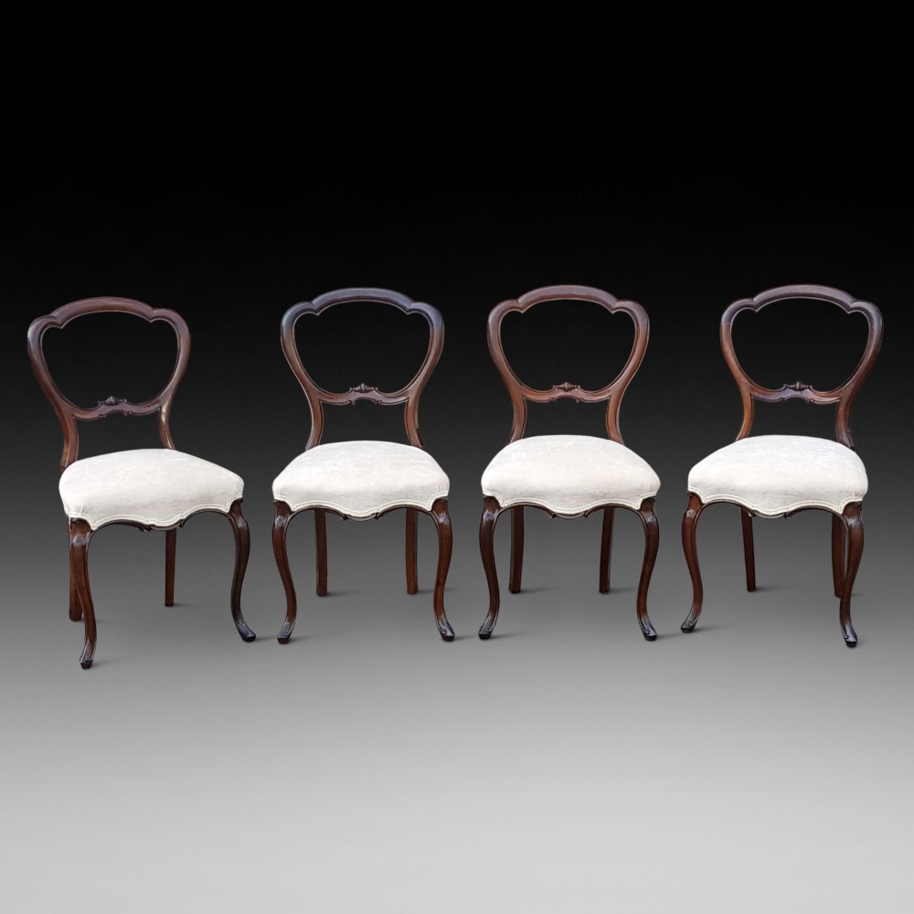 Four Victorian Rosewood Dining Chairs