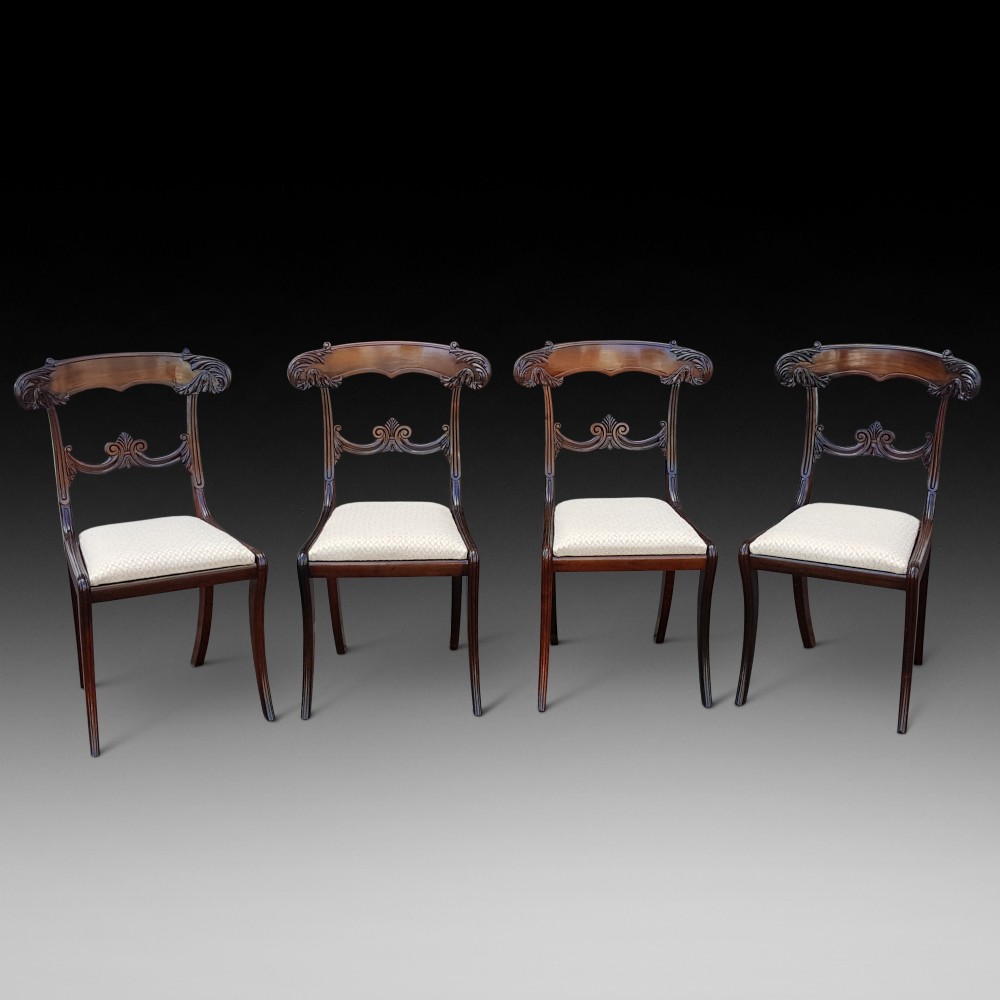 Set of Four Late Regency Rosewood Dining Chairs