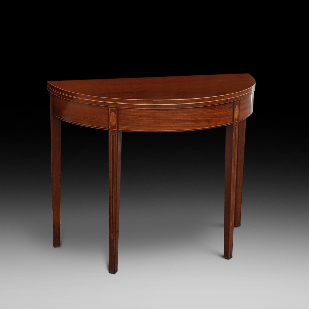 Sheraton Period Mahogany Demi Lune Tea Table