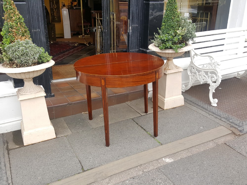 Sheraton Period Mahogany Demi Lune Tea Table View VI