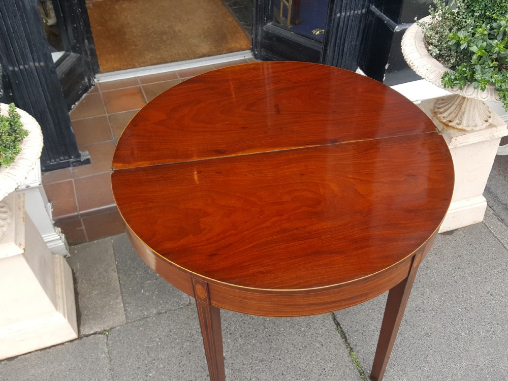 Sheraton Period Mahogany Demi Lune Tea Table View VII