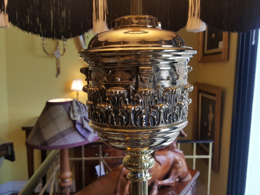 Victorian Brass Extending Adjustable Oil Lamp View V
