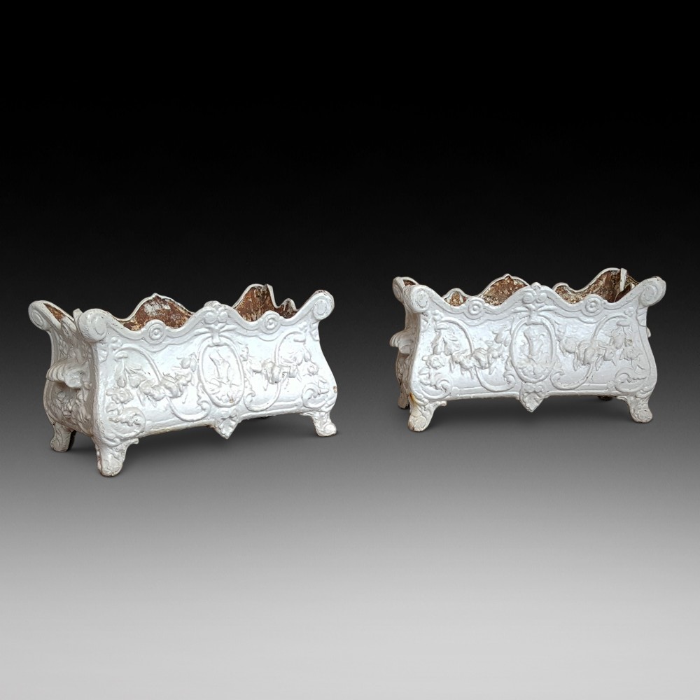 Pair of Victorian Cast Iron Jardiniere Planters