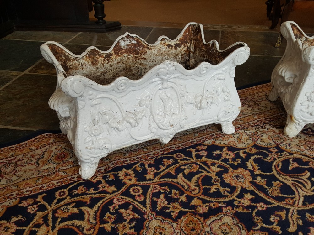 Pair of Victorian Cast Iron Jardiniere Planters View II