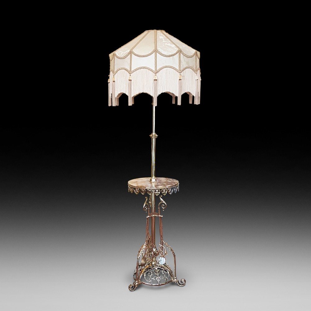 Early 20thC Brass Steamer Standard Lamp 