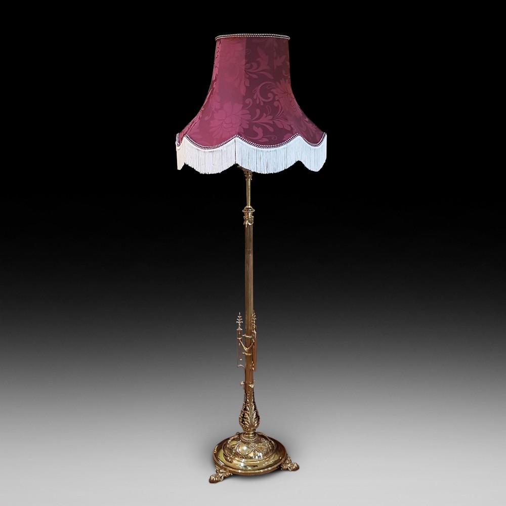 Late Victorian Adam Revival Brass Standard Lamp