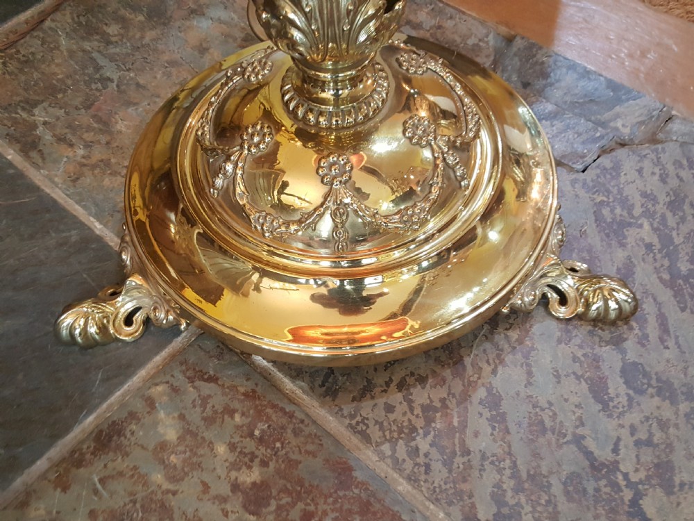 Late Victorian Adam Revival Brass Standard Lamp View II