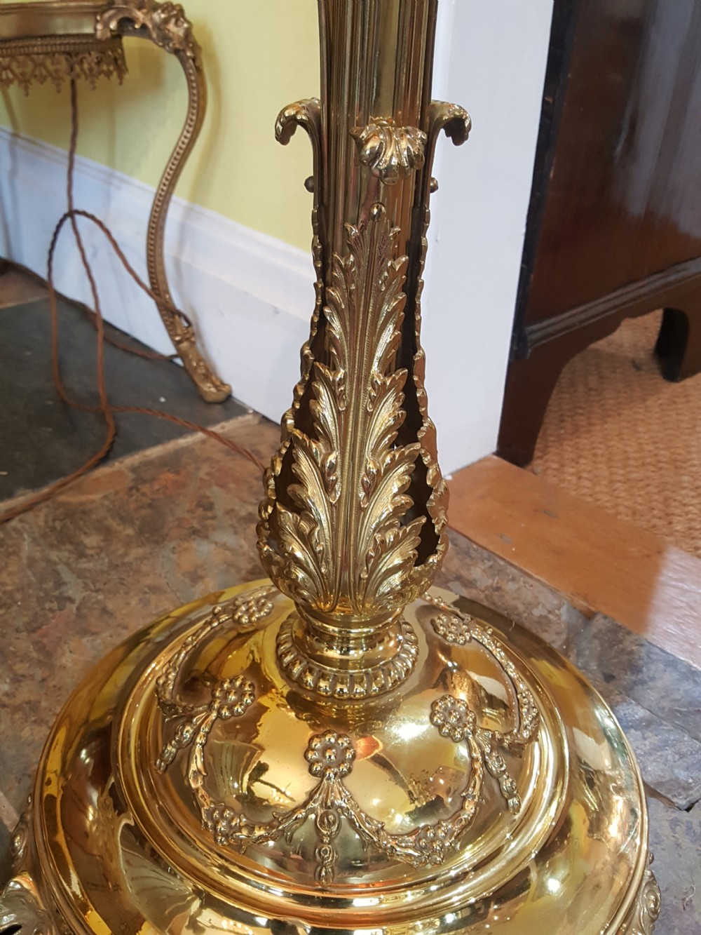 Late Victorian Adam Revival Brass Standard Lamp View III