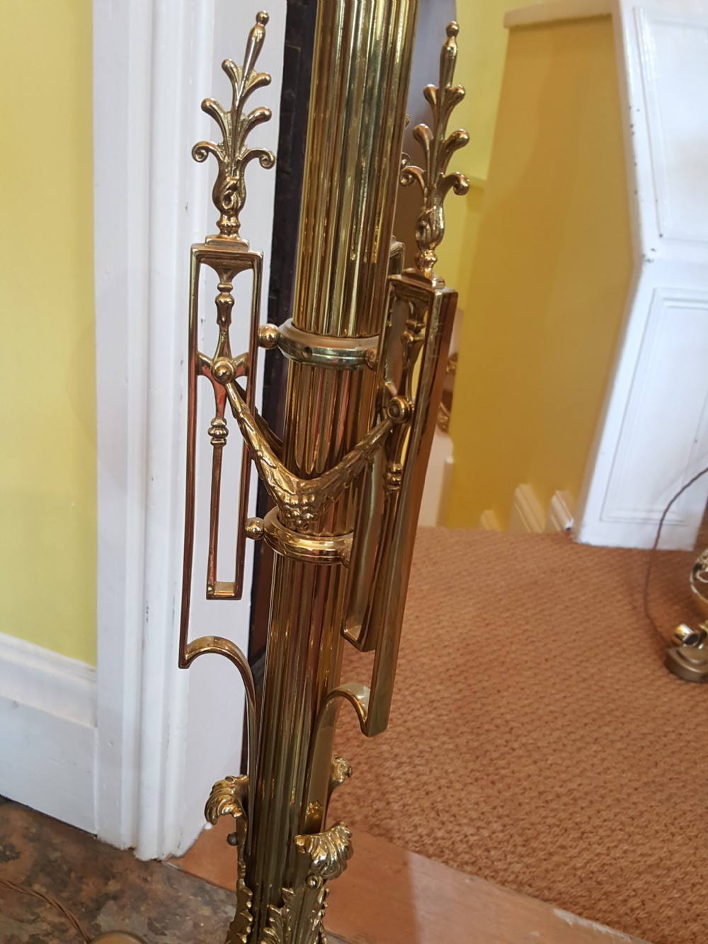 Late Victorian Adam Revival Brass Standard Lamp View IV