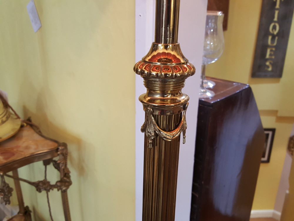 Late Victorian Adam Revival Brass Standard Lamp View V