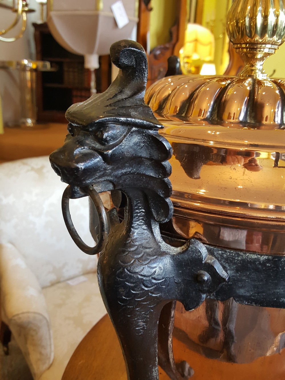 Copper Brass and Wrought Iron Coal Scuttle View II