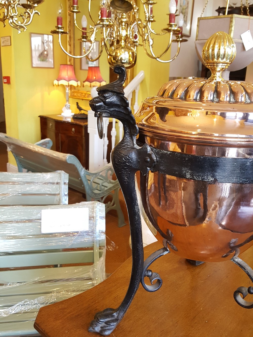 Copper Brass and Wrought Iron Coal Scuttle View IV