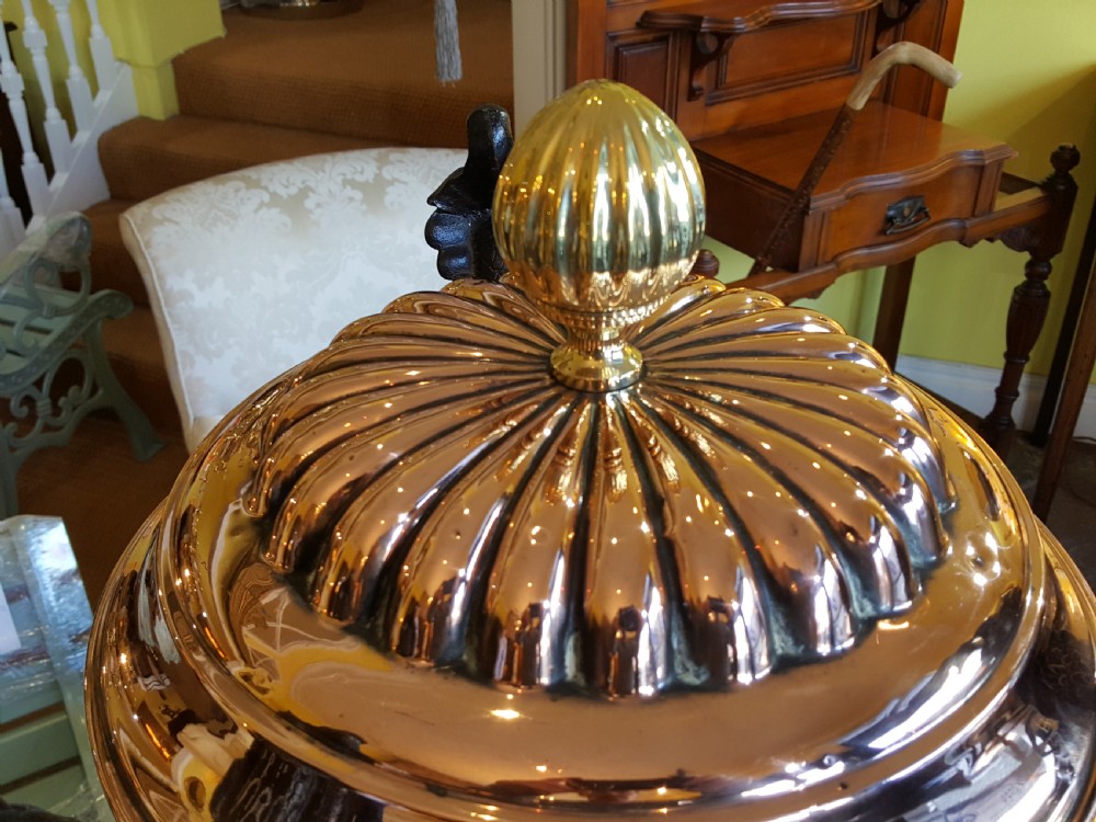 Copper Brass and Wrought Iron Coal Scuttle View V