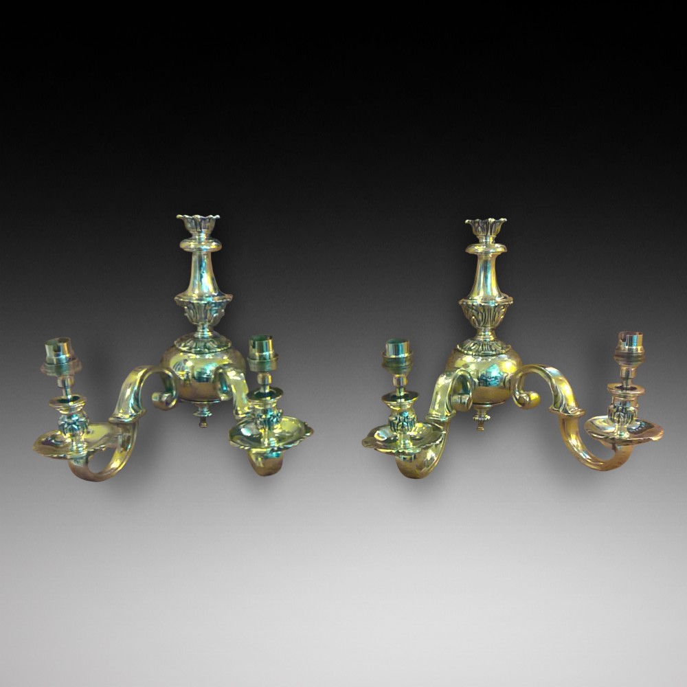 Pair of Late Victorian Brass Wall Lights