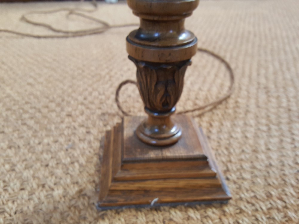 Pair of Edwardian Faded Mahogany Table Lamps  View II