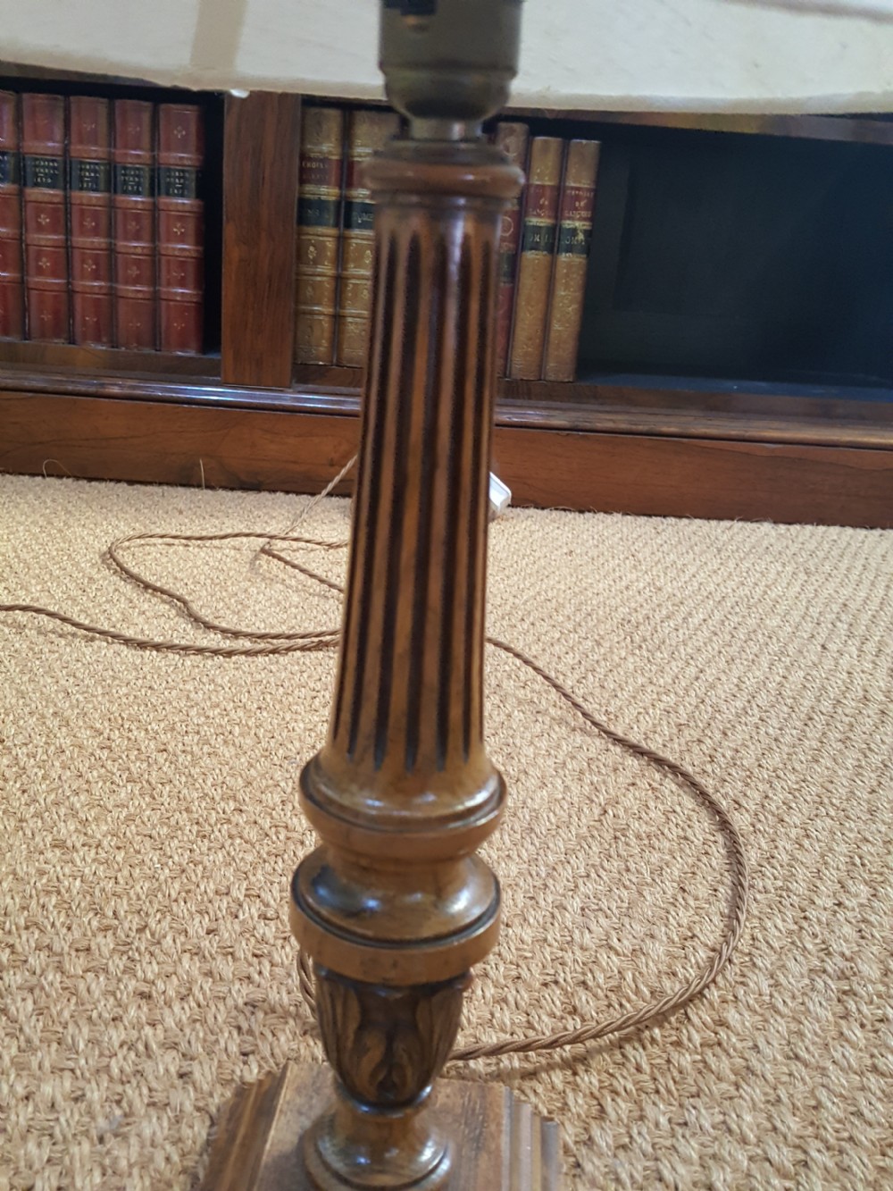 Pair of Edwardian Faded Mahogany Table Lamps  View III
