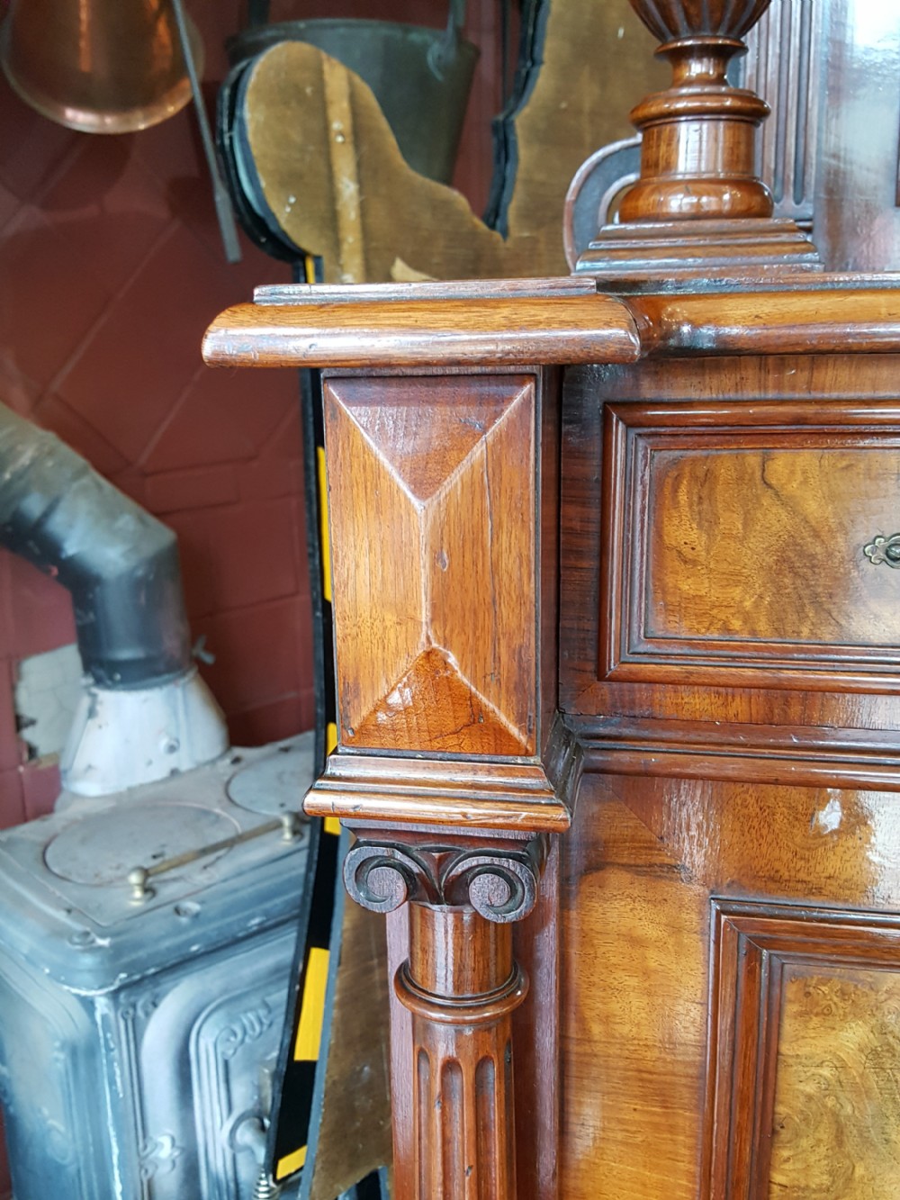 Victorian Black Walnut Tall Cabinet View IX