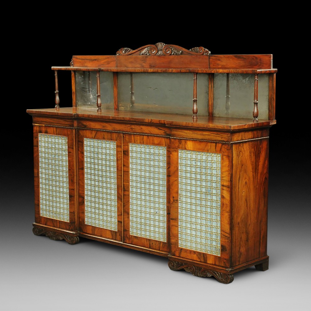 William IV Goncalo Alves breakfront side cabinet