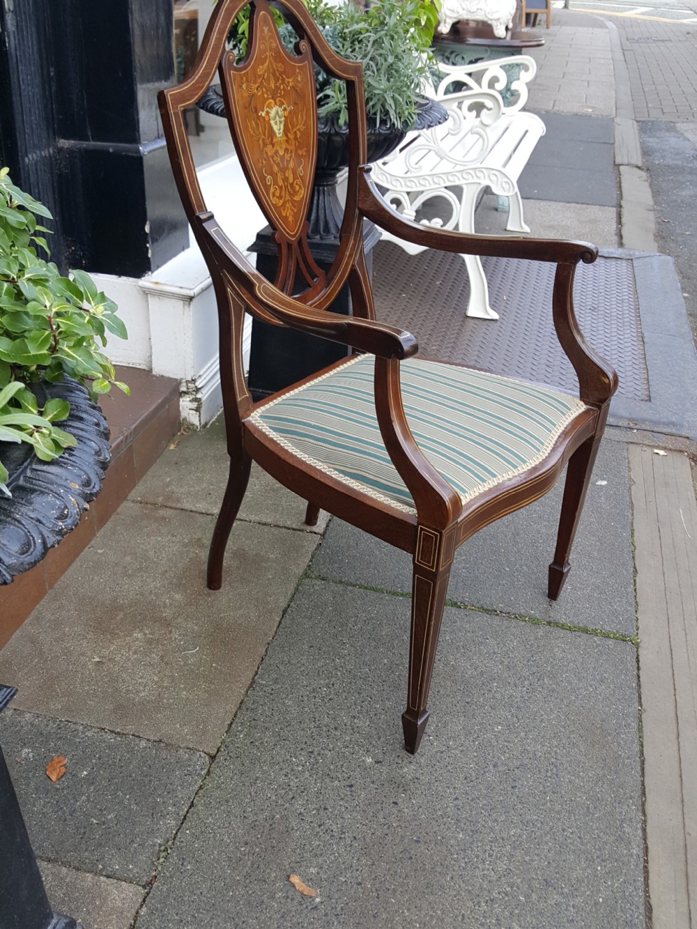 Edwardian Mahogany Inlaid Armchair View IV