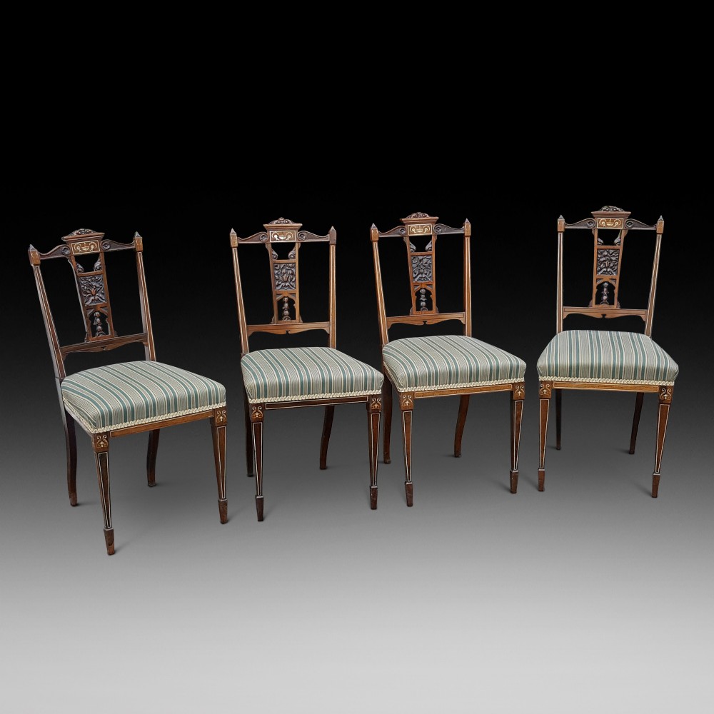 Set of 4 Edwardian Rosewood Salon Chairs